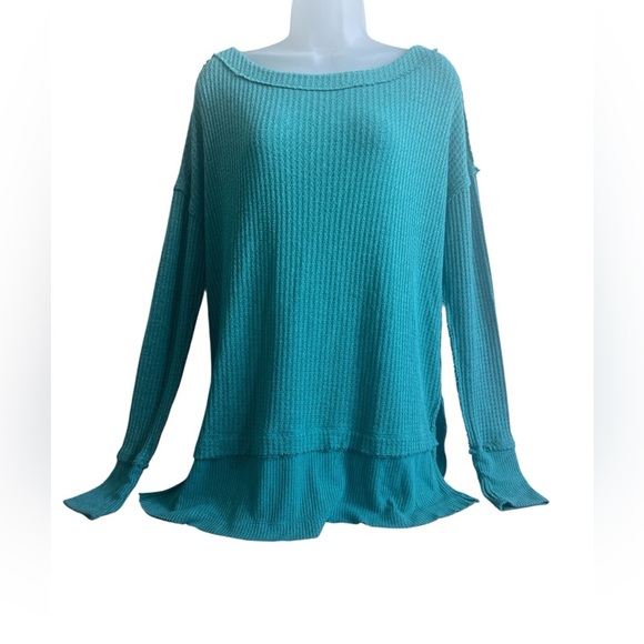 Free People We The Free Thermal Oversized Tunic Aqua Size XS - Picture 1 of 6